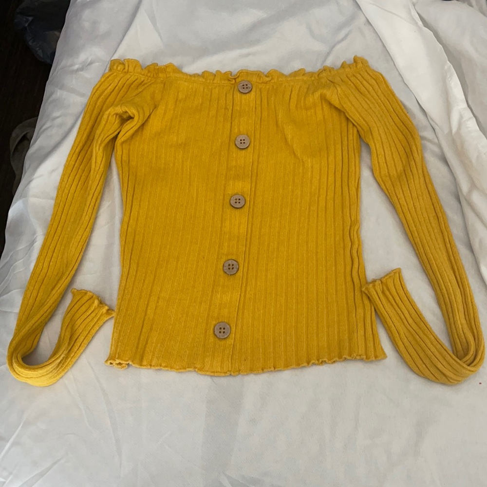Mustard off the shoulder shirt